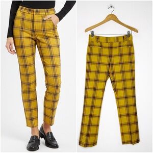Anthropologie Charlie Plaid Trousers Size 0 Yellow 90s Clueless Vibes
